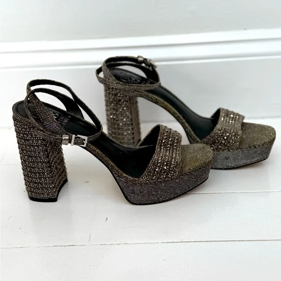 Vince Camuto Silver Heels with Embellished Strap - Picture 7 of 16